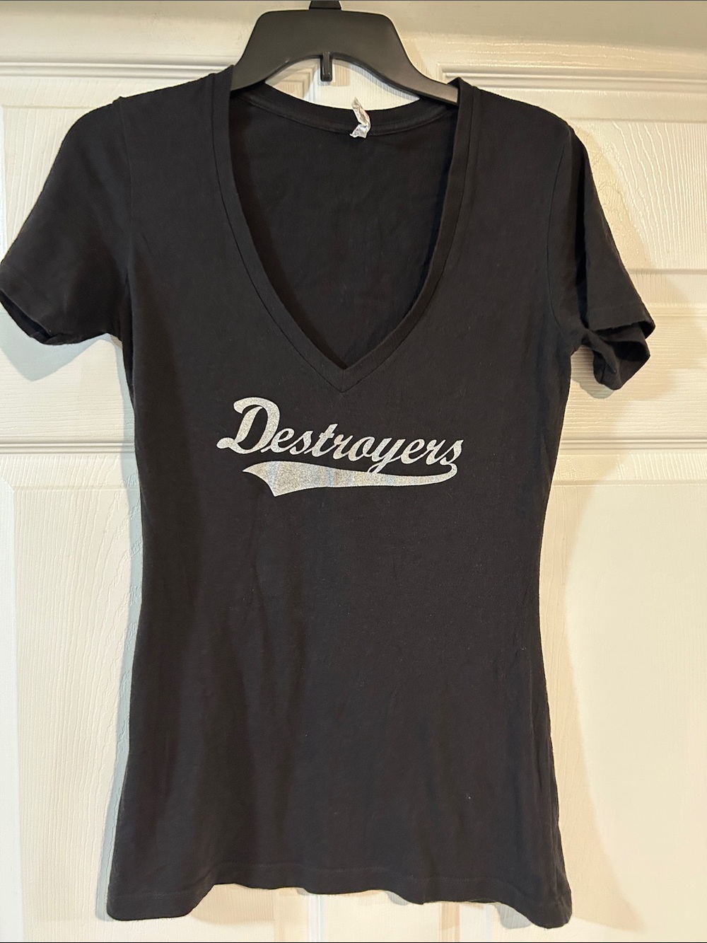 Alstyle Black V-Neck 'Destroyers' Graphic Tee